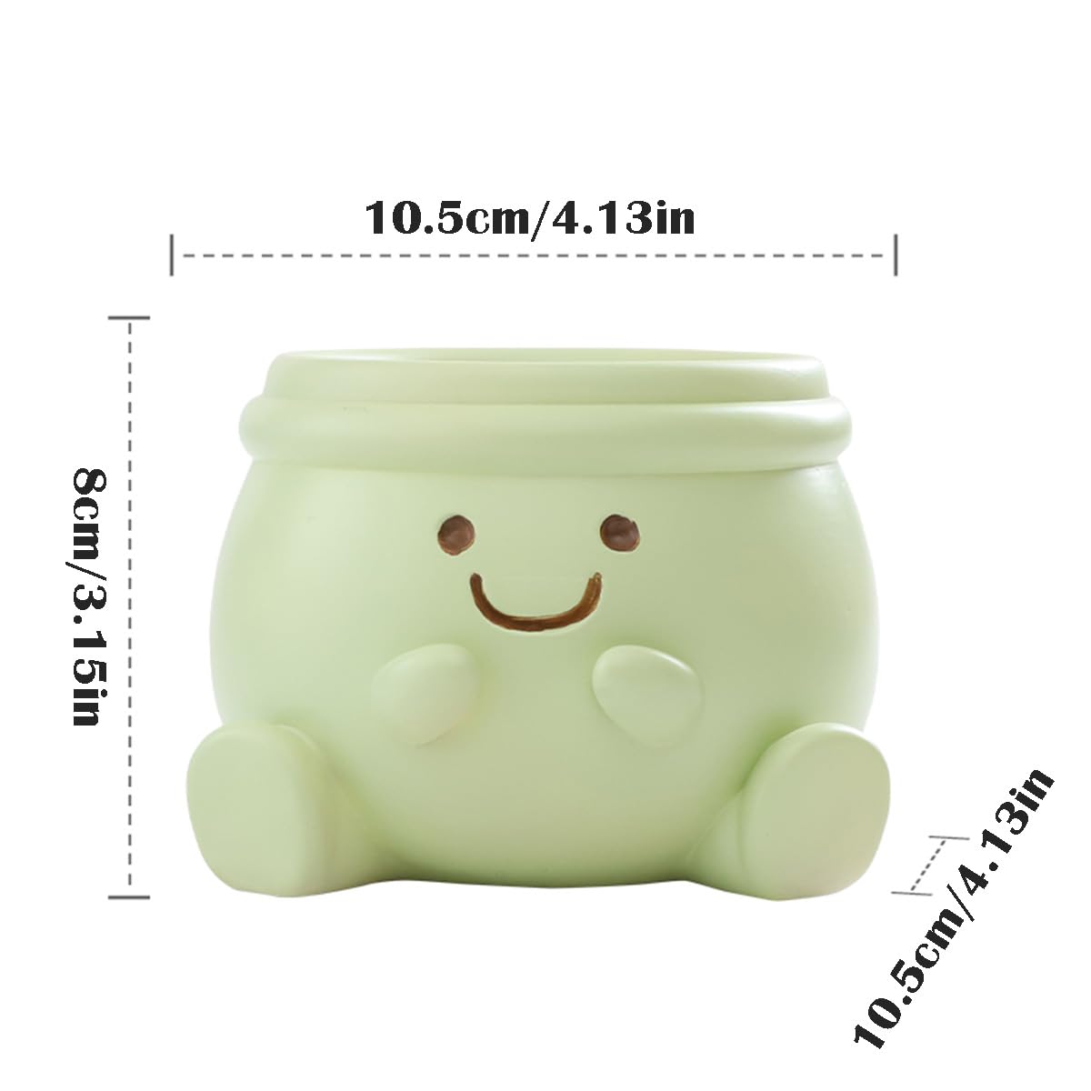 YOYLMAL Cute Face Planter Pot, Small Resin Head Planters for Indoor Plants, Funny Smiling Face Flower Pot Succulent Planter with Drainage Hole, Gift IdeaI for Birthday Christmas (Green)