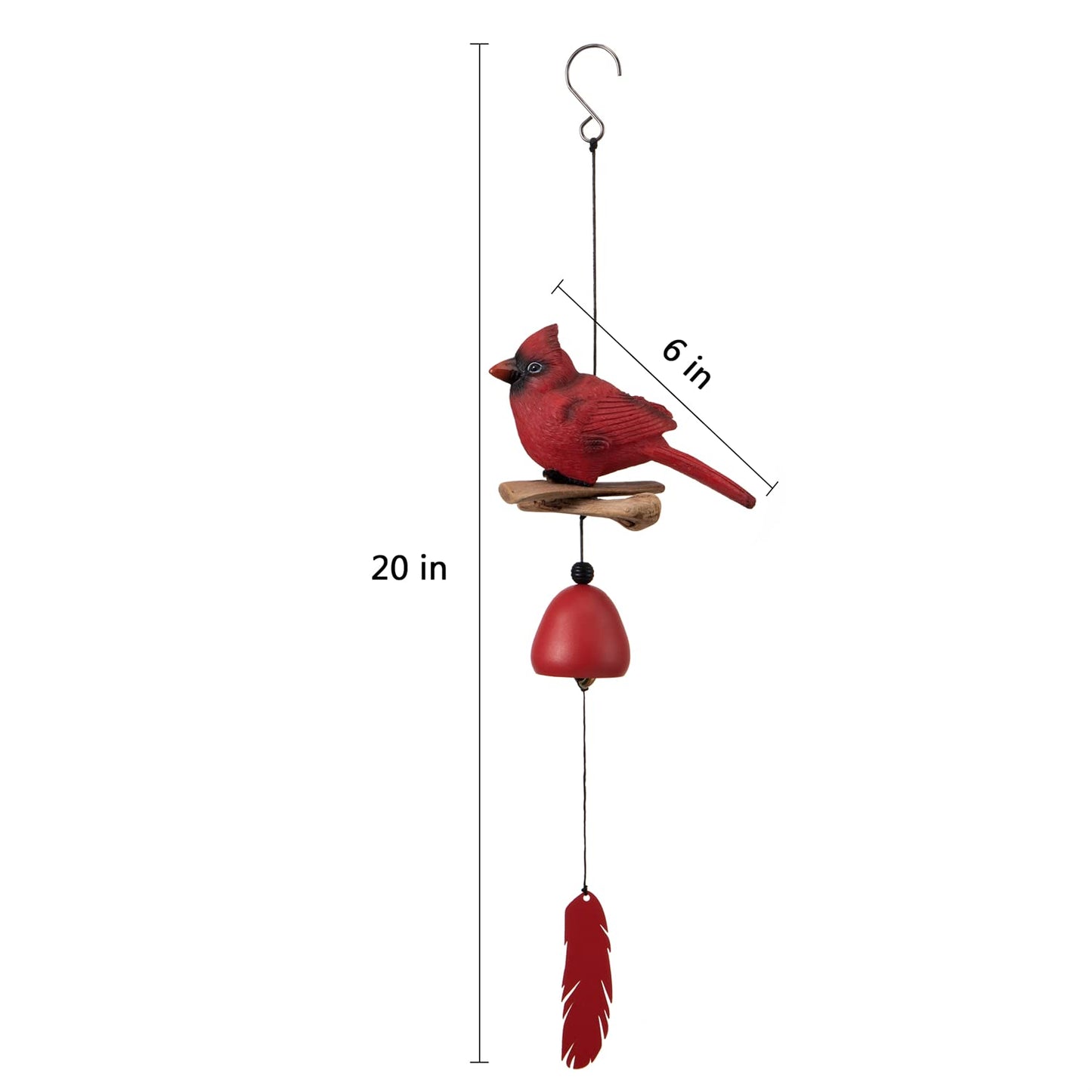 Gardenvy Cardinal Bird Wind Chime, Cardinal Gifts for Glory Mother’s Love Gift, Bird Bell Chimes for Garden Backyard Church Hanging Decor, Red