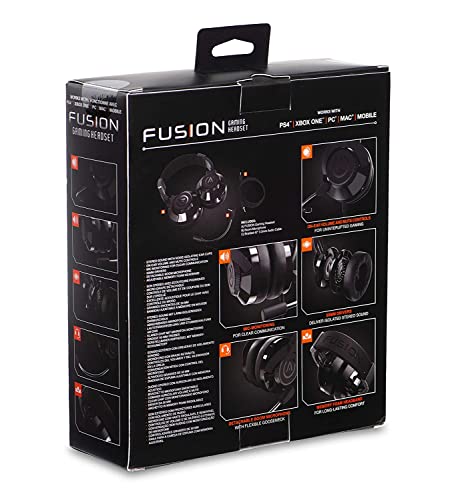 PowerA Fusion Wired Stereo Gaming Headset with Mic for PlayStation 4, Xbox One, X, Xbox One S, Xbox 360, Nintendo Switch, PC, Mac, VR, Android, and iOS - Black - Not Machine Specific
