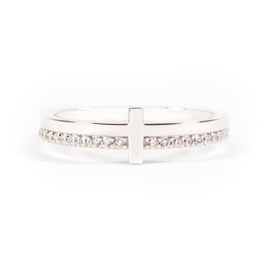 STORYJEWELLERY Sterling Silver Rings, Cross Rings for Women, Purity Ring, Christian Ring, Christian Jewelry for Women, Confirmation Gifts, Baptism Gifts, Size 11