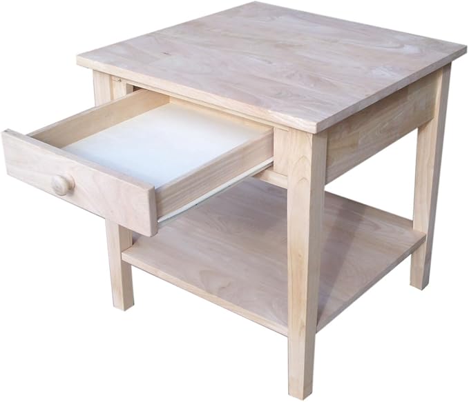 Solid Wood Spencer End Table, Unfinished