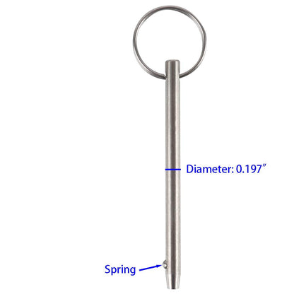 2 Pack Quick Release Pin, Diameter 0.197"(5mm), Overall Length 3"(76mm), Usable Length 2.4"(61mm), Full 316 Stainless Steel, Bimini Top Pin, Marine Hardware