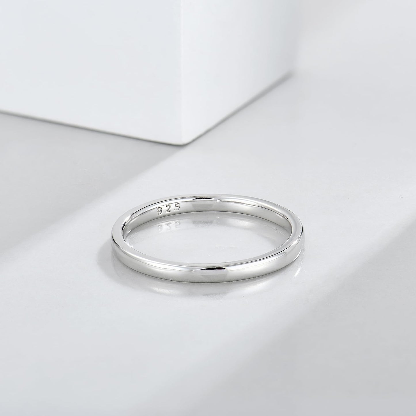 STARCHENIE Solid 925 Sterling Silver 2mm Wedding Band Ring, Comfort Fit High Polish, for Men and Women (Size 10)