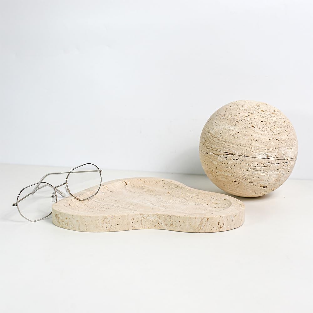 100% Natural Travertine Spherical Incense Burner, Manual Incense Burner Holder, Ideal for Smudging, Handmade Stone Incense Burning for Ritual Purpose Home Decor