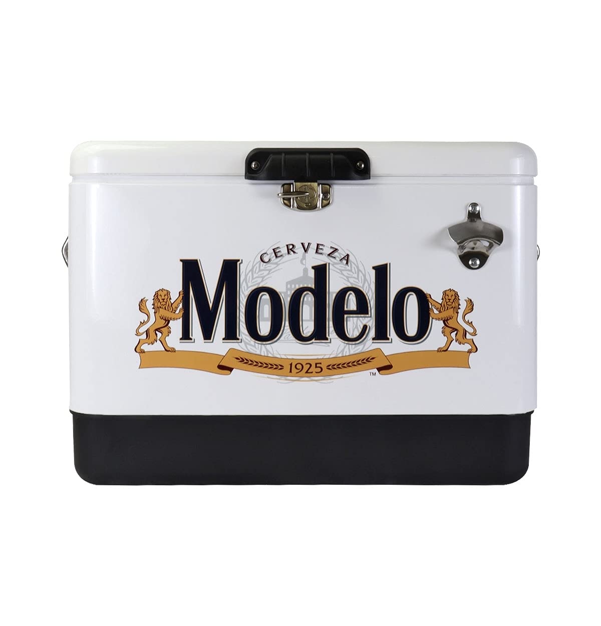 Modelo Ice Chest Cooler - Portable Ice Bucket with Bottle Opener, Vintage Style, Insulated for Camping, Beach, Picnic, RV, BBQs, Tailgating, Fishing, Stainless Steel 85 Can Ice Box, 51L (54 qt)