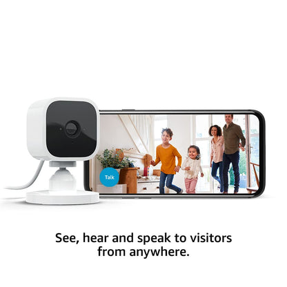Blink Mini | Indoor plug-in pet security camera, 1080p HD day and night video, motion detection, two-way audio, easy setup, Alexa enabled — 1 camera (White)