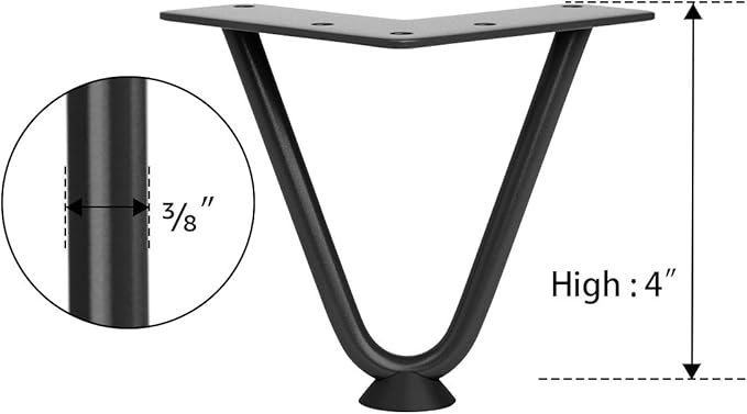SMARTSTANDARD 4 Inch Heavy Duty Hairpin Furniture Legs, Metal Home DIY Projects