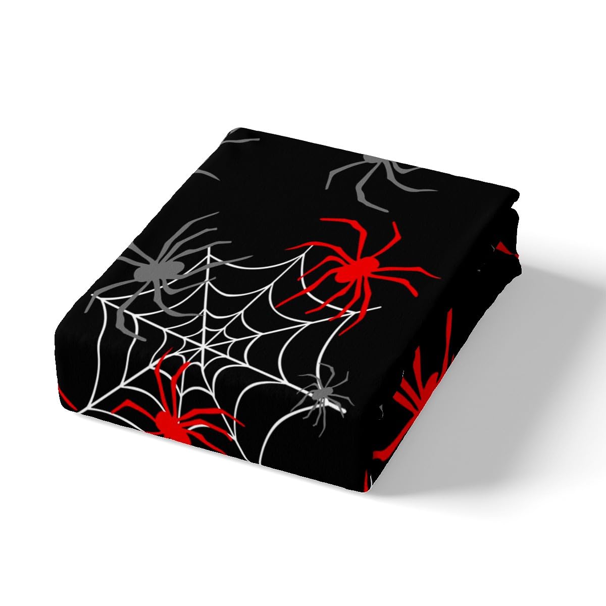 Red Black White Cobweb Fitted Sheet Full Size, Scary Halloween Decorations Bed Sheet Set Scary Spider Bedding Set Kids Toddler Red Black Gray Animal Bed Cover (2 Pillow Cases and a Fitted Sheet)