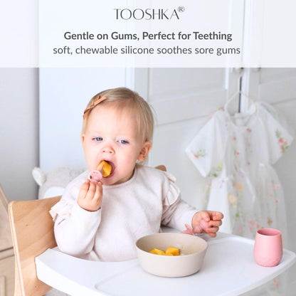 Tooshka® Baby Utensil Set (6 pcs) - Self Feeding Spoons - Silicone & BPA Free - Baby-Led Weaning (BLW) Supplies - Ages 6+ Months - Set of 6 - Brown, Green, & Yellow