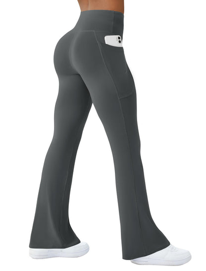 Womens Yoga Pants with Pockets High Waisted Flare Leggings Bell Bottom Yoga Dress Pants Seamless Bootcut Pants