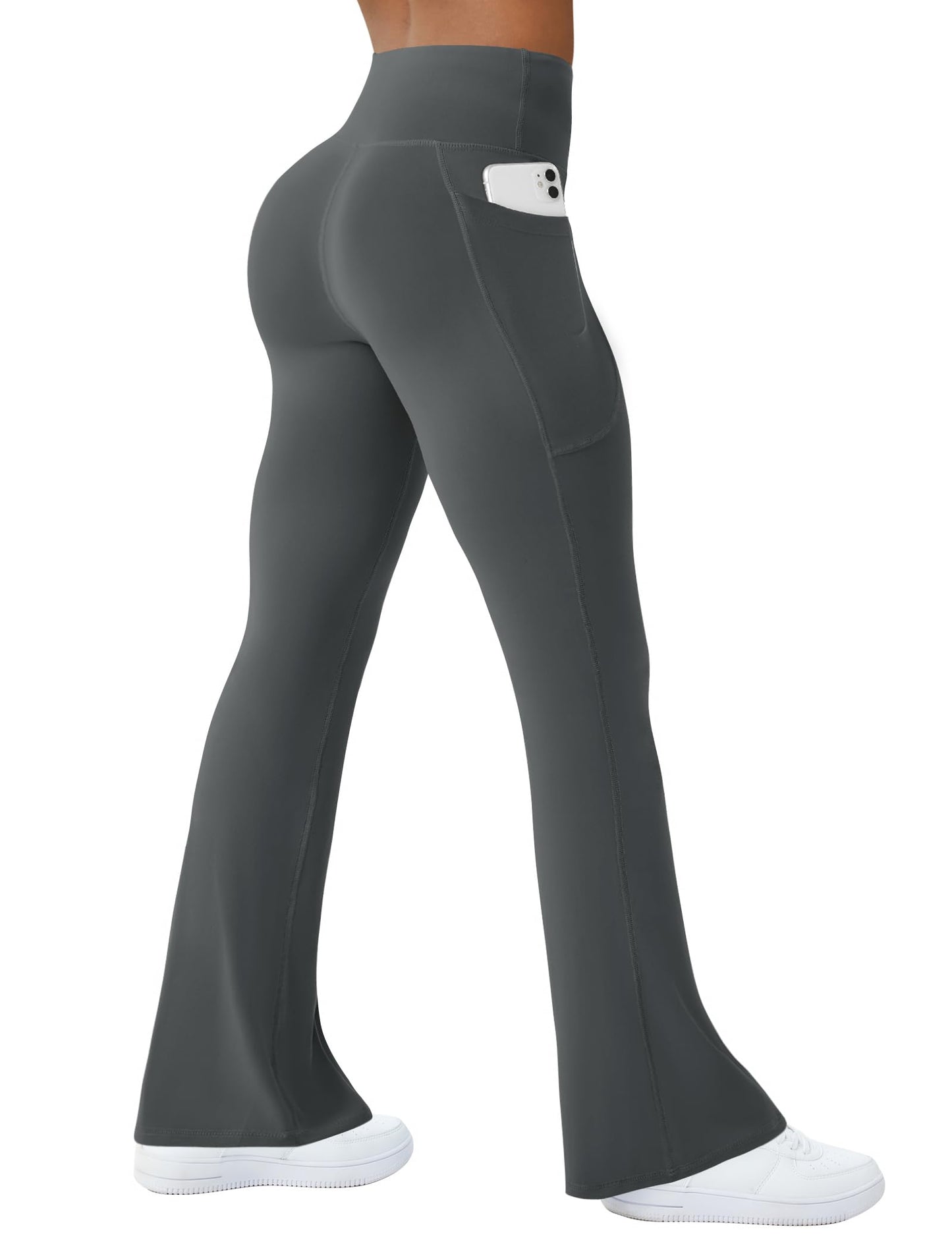 Womens Yoga Pants with Pockets High Waisted Flare Leggings Bell Bottom Yoga Dress Pants Seamless Bootcut Pants