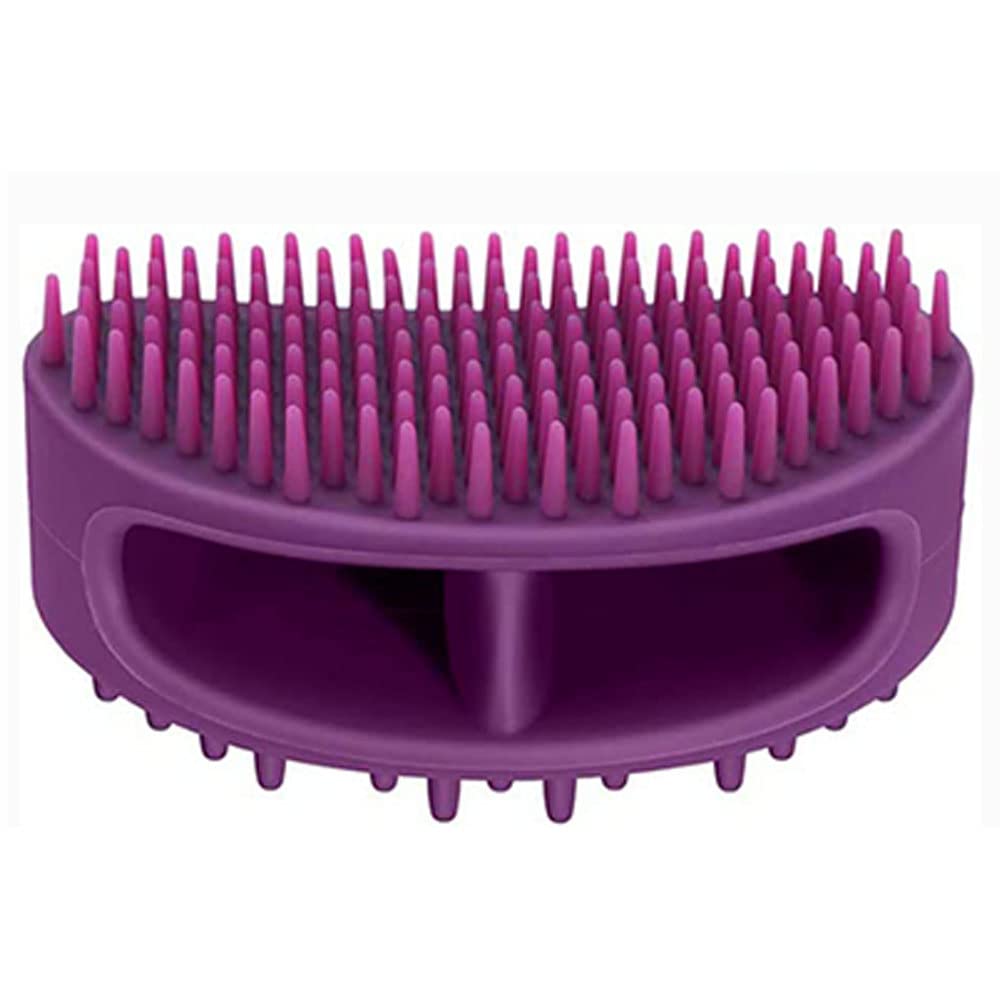 Soft Silicone Dog & Cat Grooming Brush - Pet Bath & Massage for Short or Long Hair - Slicker Shedding Hair Brush Purple