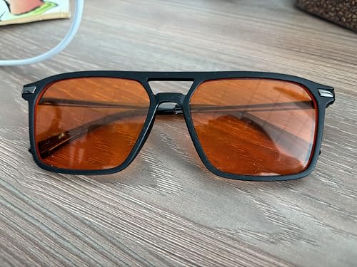 Goiteia 100% Orange Blue Light Blocking Glasses-Amber Tint Gaming Glasses for Better Sleep/Eyes Strain/Light Sensitive-Ultra Light & Spring Hinges for Better Comfort