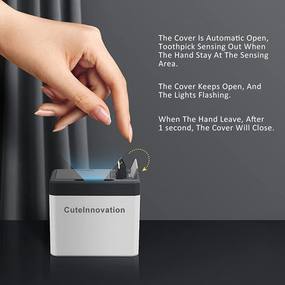 Innovation Automatic Auto Toothpick Dispenser, Smart Toothpick Holder Box, Infrared Sensor Toothpick Box for Home Restaurant Office (White)
