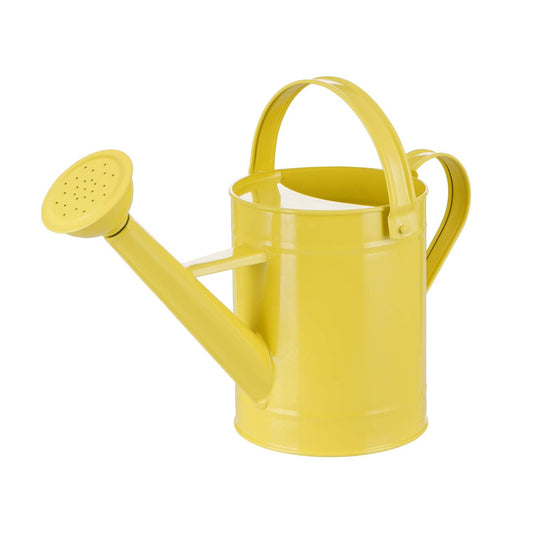 Topadorn Watering Can Metal Watering Pot with Handle and Rosehead Modern Style, 11.4”W x 4.72”D x 8.66”H, 55 Oz.,Yellow