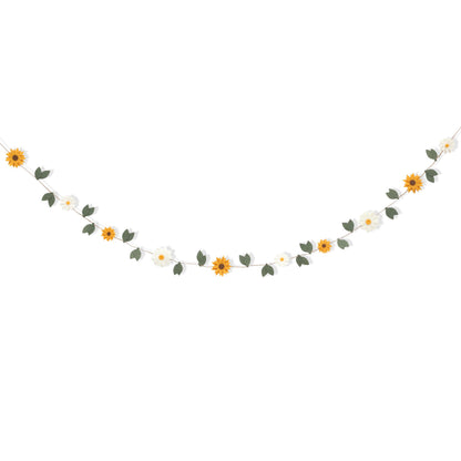 Felt Daisy Sunflower Garland - Flower Party Wall Hanging Decorations,Bohemian Daisy Sunflower Felt Banner,Floral Leaf Chain Garland Photo Props,Garden Birthday Wedding Banner Decorations