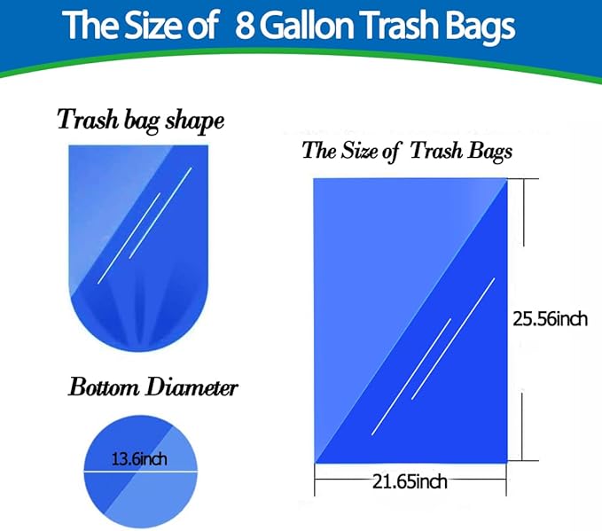 8 Gallon 60pcs Medium Clear Trash Bags Strong Clear Garbage Bags, Bathroom