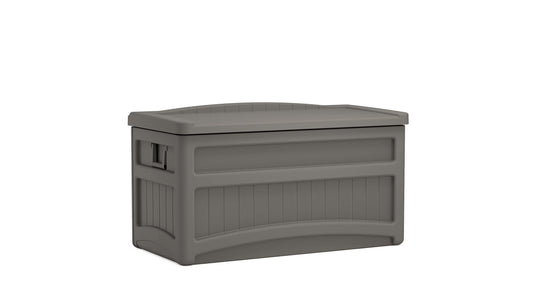Suncast 73 Gallon Indoor/Outdoor Medium Deck Storage Box, 46"L x 23.62"W x 25.5"H, Stoney