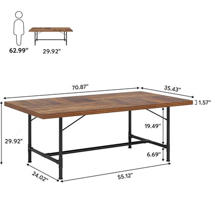 Tribesigns 6FT Conference Table, Rustic Rectangle 70.8" W x 35.4" D Meeting Table, Modern Seminar Table Boardroom Desk for Office Meeting Conference Room (6ft, Rustic)