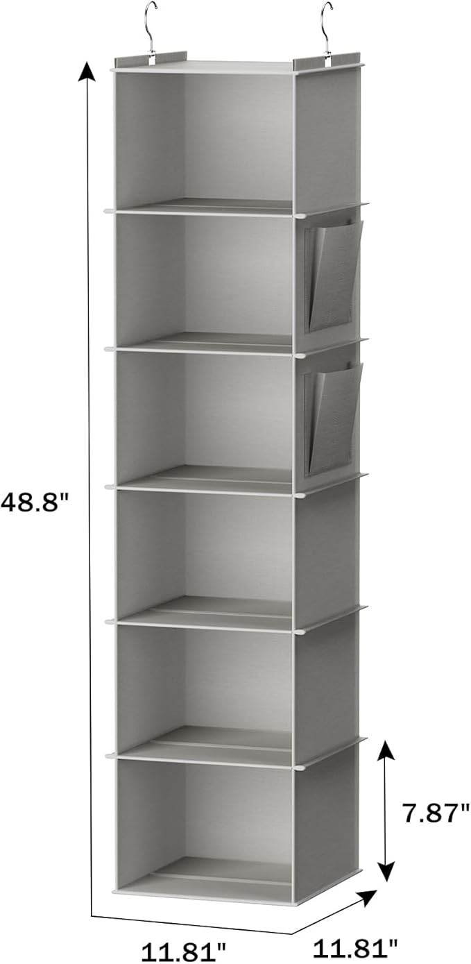 YOUDENOVA Hanging Closet Organizer, 6-Shelf Closet Hanging Storage Shelves