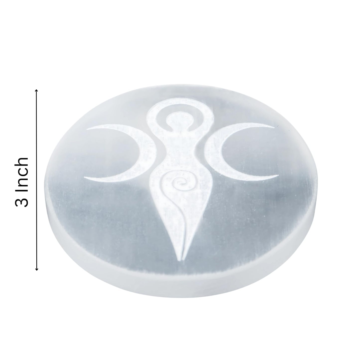 ANAYA AGATE Selenite Crystal Charging Plate - 3" Engraved Goddess Angel Design - Healing Stones Coaster for Home and Office Table Decor - Round Disc - Crystals and Healing Stones