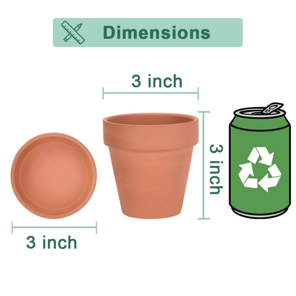 vensovo 3 inch Terracotta Clay Pots for Plants with Saucer - 12 Pack Small Terra Cotta Planter Great for Garden Windowsill Indoor & Outdoor Wedding Favors Gifts
