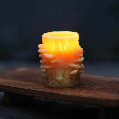 Big Dipper Wax Works Beeswax Oyster Mushroom Candle – Handcrafted 100% Pure Beeswax, Unscented, 60-Hour Clean Burn, Eco-Friendly Sculpted Woodland Décor Gift for Nature Lovers, 4" x 3.25"