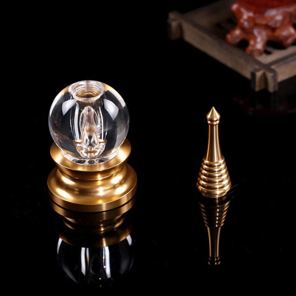 Angoily Alloy Crystal Tower Ornament Buddhist Stupa Statue Zen Meditation Decor for Home Office Shelf Display