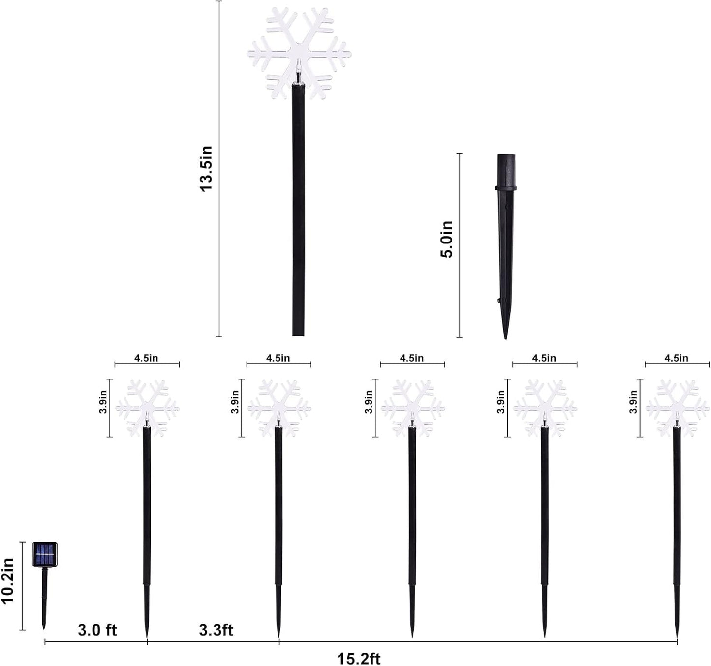 BRIGHTDECK Snowflake Solar Christmas Decorations Outdoor, 10 Pack LED Christmas Pathway Lights, Waterproof Snowflake Pathway Lights, Stake for Garden Decor (10Pcs Warm White)