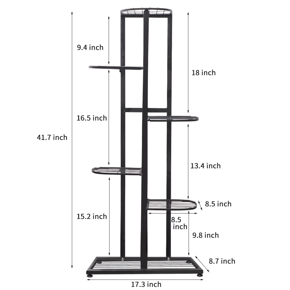 Cre Cra Tall Metal Plant Stand Indoor Outdoor 6 Tier Flower Pot Plant Stand Multi Tier Plant Holder Shelf Display Rack for Garden Patio Balcony