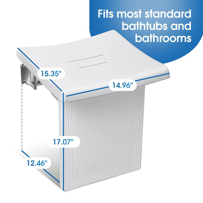 iHork 550lbs Capacity Big Size Folding Shower Seat and Bench Wall Mounted,Wall Mounted Folding Chair with Solid 304 Steel Structure
