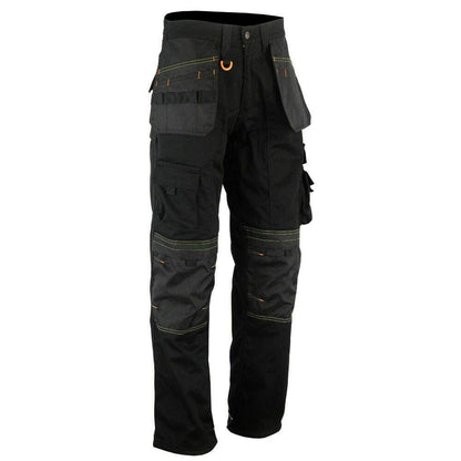 WrightFits Men Holster Work Trousers Black - Heavy Duty Safety Combat Cargo Pants - Multi Pockets - Knee Pad Pockets - Triple Stitched - Durable Workwear (32W X 29L)