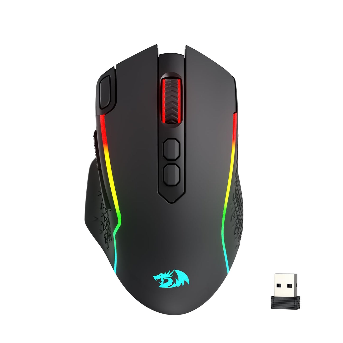 Redragon M810 Pro Wireless Gaming Mouse, 10000 DPI Wired/Wireless Gamer Mouse w/Rapid Fire Key, 8 Macro Buttons, 45-Hour Reliable Power Capacity and RGB Backlit for PC/Mac/Laptop