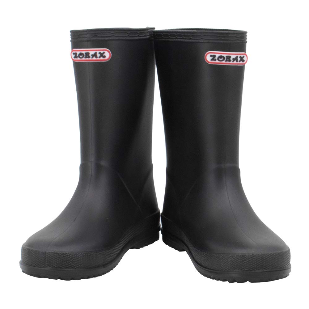 Zorax - UK5 Adult - EU36 - Black Girls Boys Waterproof Non-Slip Kids Motorbike Rain Boots Kids Rain Shoes Wellies Unisex Children Wellington Boots