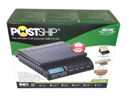 ABCON POSTSHIP Digital 40kg 88lb 22x18cm Platform Letter Postal Postage Parcel Shipping Weighing Scales with Auto Hold & Auto Off - 0-5kg/5g 5-40kg/10g Black - WORLDS MOST ADVANCED SCALE - NEW VERSION