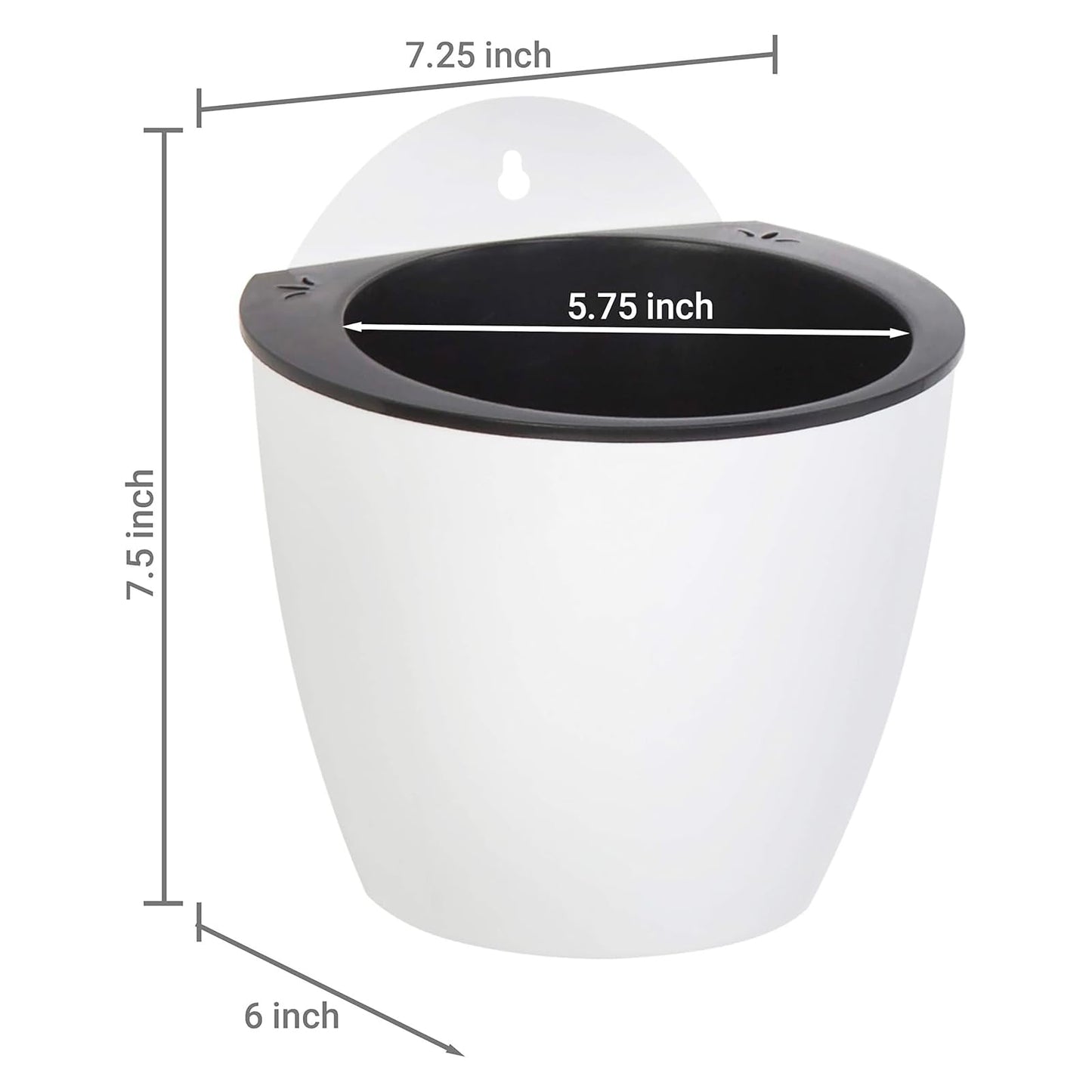 MyGift 7.5 Inch Wall Planters for Indoor Plants, White Plastic Hanging Self Watering Plant Pots, Flower Cactus Herbs Plant Container Wall Planter Set of 4