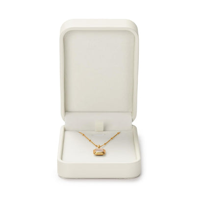 Papten PU Leather Necklace Box Velvet Interior Necklace Gift Box Pendant jewelry Case Display Storage Case for Anniversary Wedding Birthday Mother's Day (White)
