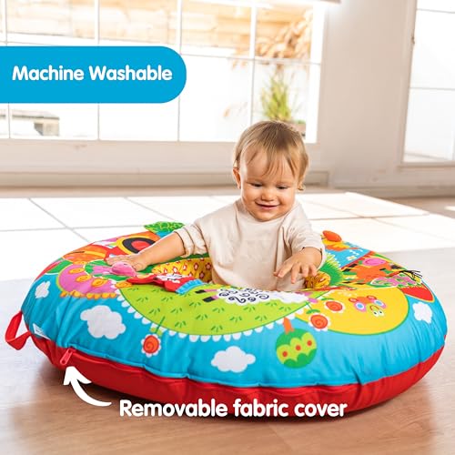 Galt Playnest, Farm - Baby Sit Me Up with Inflatable Ring, Head and Neck Support, 8 Sensory Activities,100cm Diameter and Machine Washable Cover - Easy Travel, Suitable from Birth - Ages 0 Months Plus