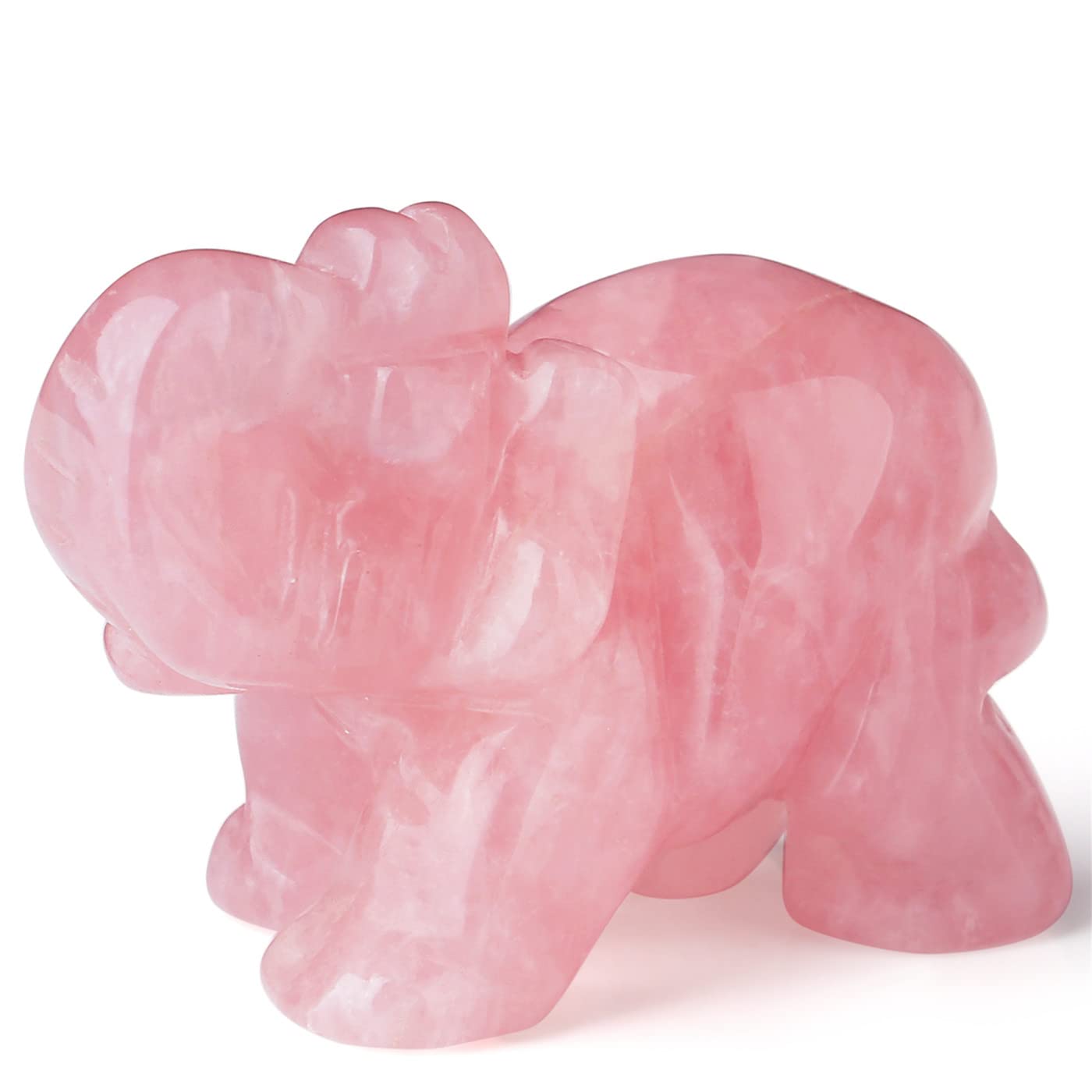 2" Rose Quartz Elephant Decor and Crystal Tree of Life Healing Crystal Cute Polished Natural Stone Hand-Carved Statue Figurines Energy Hippie Home Room Office Desk Decoration Gifts for Women Men