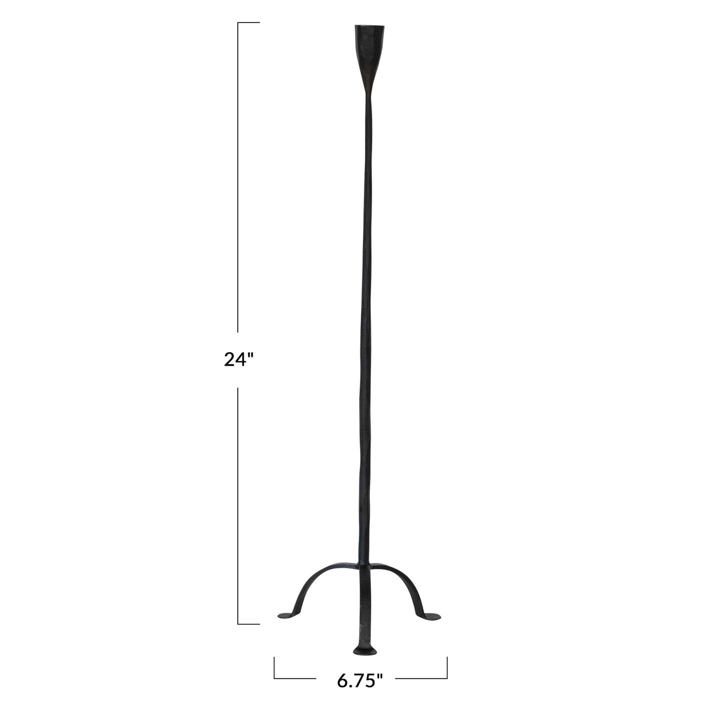 Creative Co-Op 24" H Hand-Forged Cast Metal Footed Taper Holder, Black