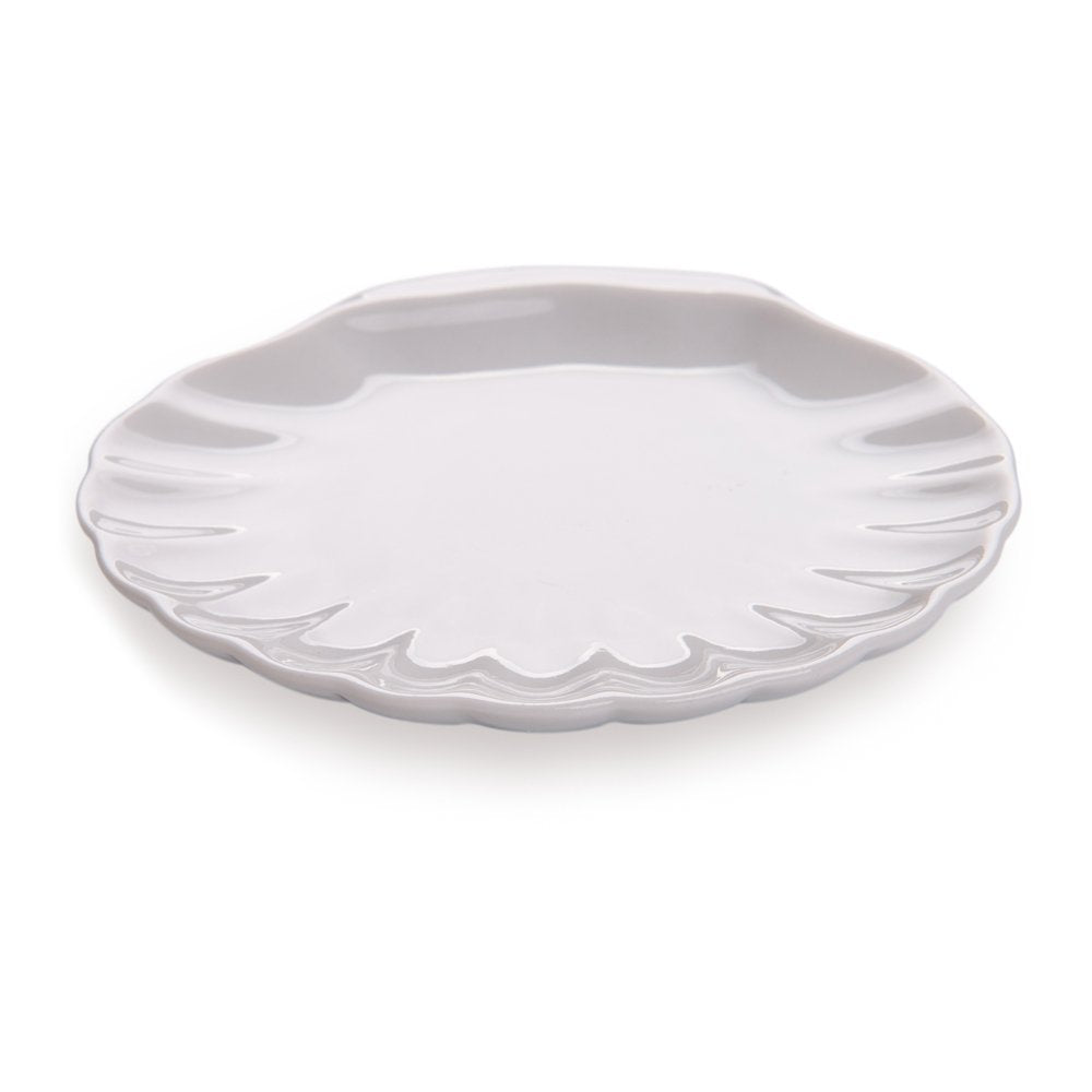 Restaurantware 3.1 x 2.9 Inch Shell Plates 10 Chip-Resistant Mini Tasting Plates - Serve Hors D'oeuvres Desserts or Snacks For Samples or Individual Portions White Porcelain Appetizer Plates