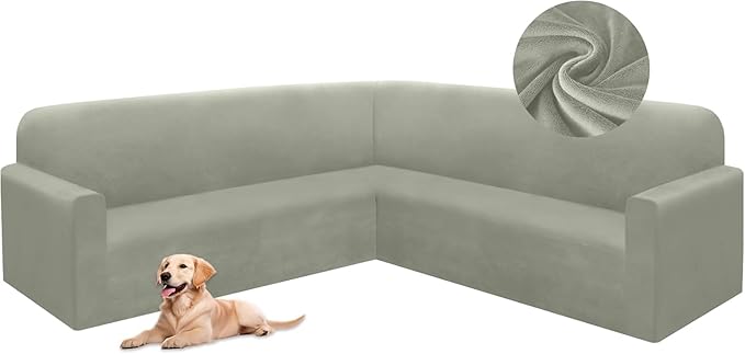 HDCAXKJ Corner Sectional Couch Covers Velvet Stretch L Shape Sofa Cover Soft