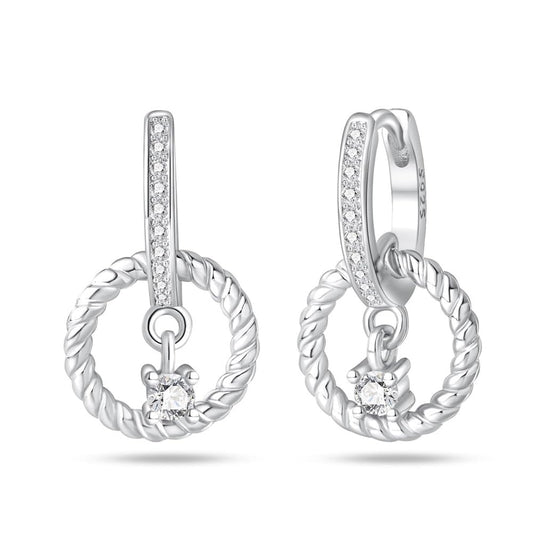 Cycuff 925 Sterling Silver Hoop Earrings Colorful Cubic Zirconia Jewelry Drop Earrings for Women Set Earring Presents for Her