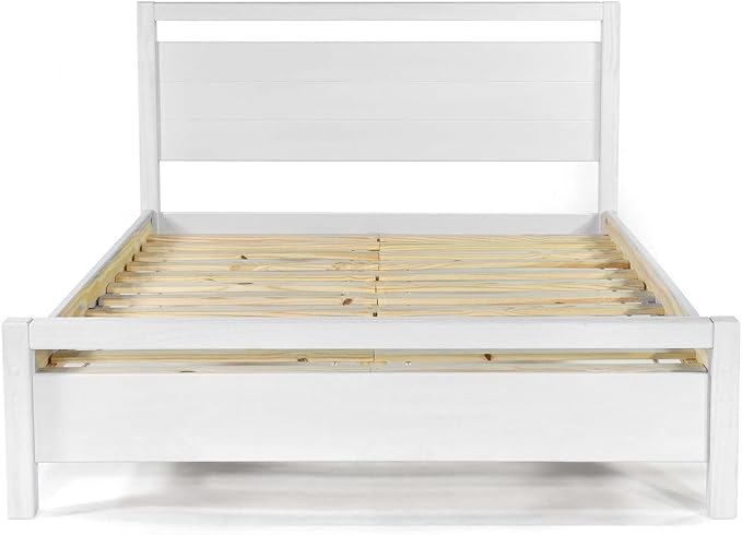 Grain Wood Furniture Loft Full Size Solid Wood Bed, Brushed White