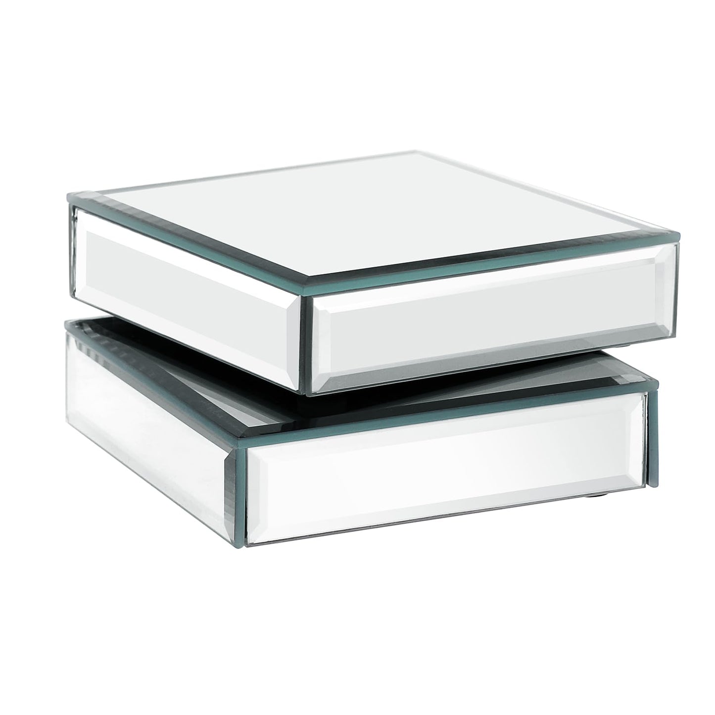 Hipiwe 2 Packs Mirrored Display Risers Stand Glass Mirrored Showpeice Figures Display Base Square Jewelry Display Stand Blocks for Trinkets Perfume Watches Collectibles Photography Props,4 inches