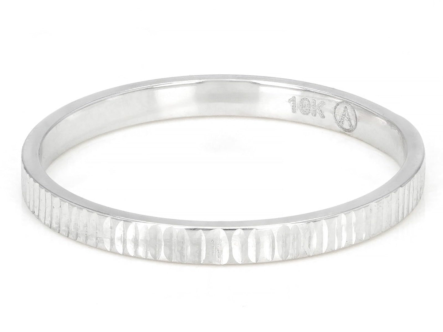 JTV 10K White Gold, Yellow Gold or Rose Gold 2mm Textured Band Ring - Elegant and Durable Wedding Band for Men and Women (White Gold, 11)