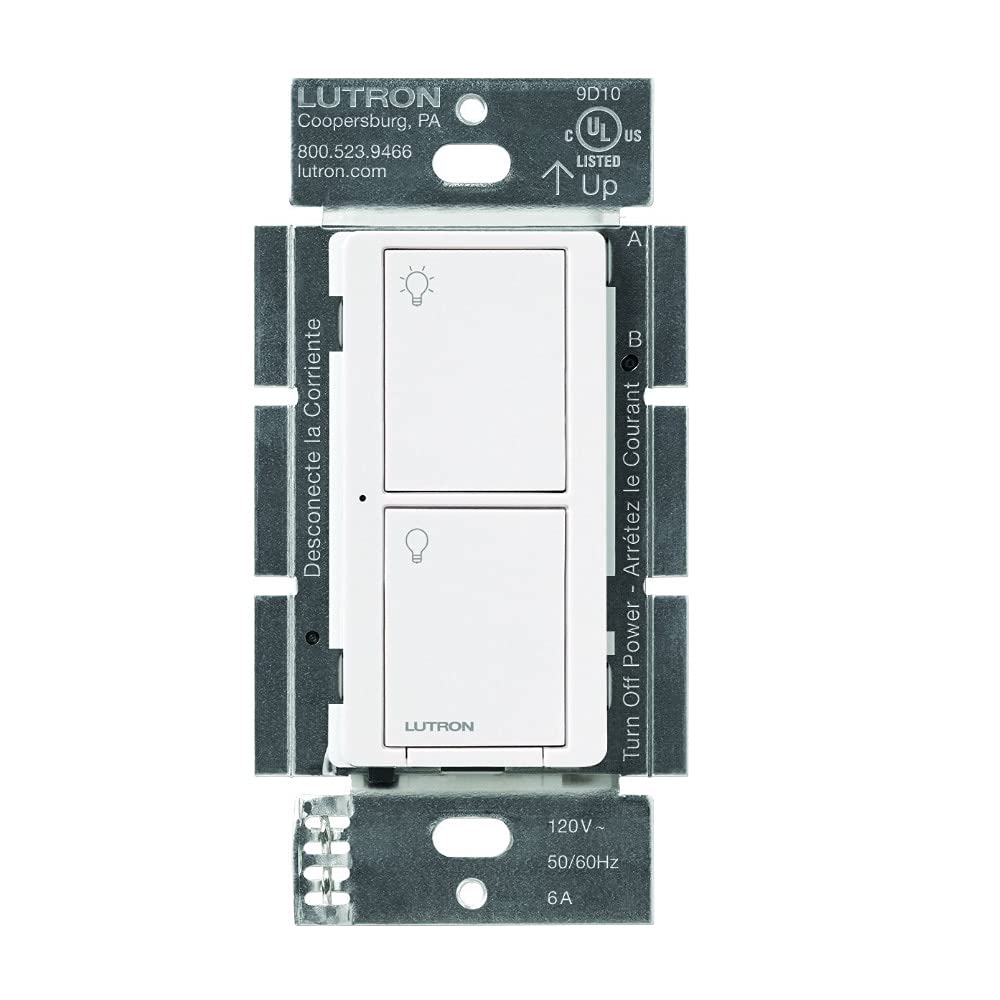 Lutron Caseta Original Smart Light Switch (Lutron Smart Hub Required), for Home, LED Lights, and Fans, 6 Amp, Single-Pole/3-Way, Neutral Required, PD-6ANS-WH, White