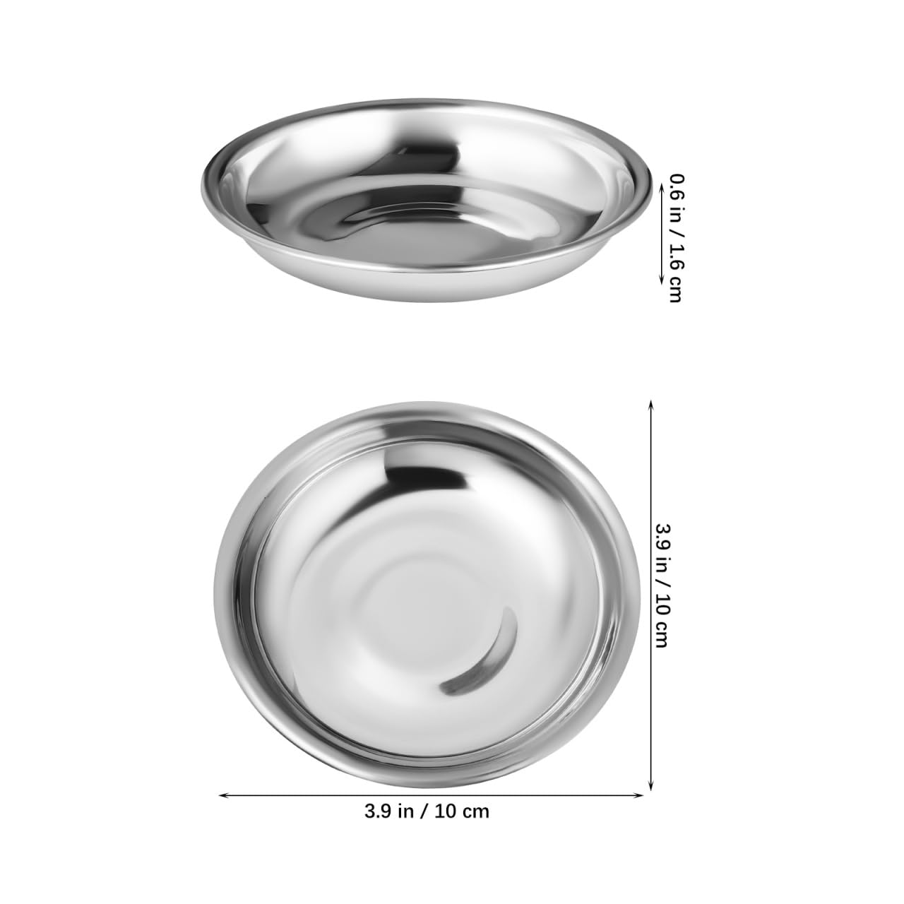 Sosoport 10Pcs Stainless Steel Small Plates 3.93 Inch Round Sauce Dishes for Condiments Mustard Appetizer Bowls Ideal for Home Kitchen Dining Entertaining