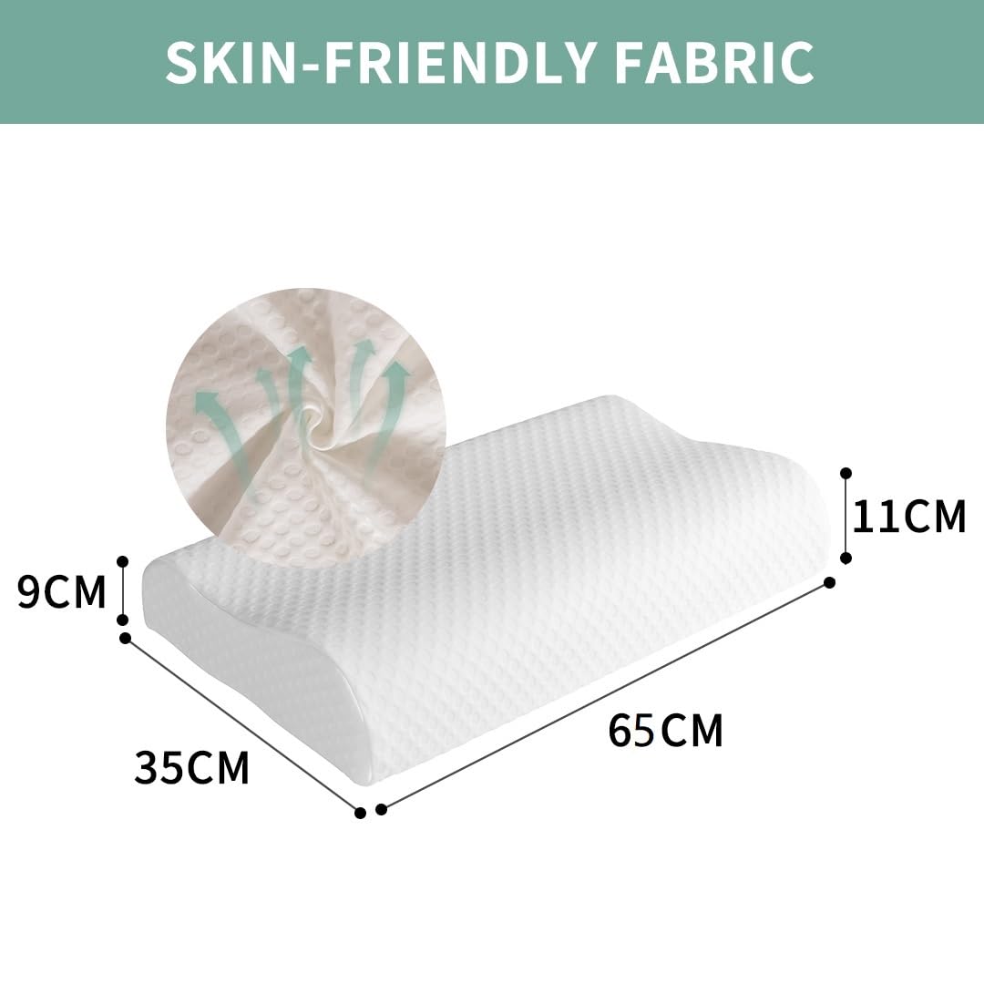 Good Nite Memory Foam Pillow Neck Support Pillows Orthopaedic Cervical Soft Deep Sleep for Side Sleepers and Back with Washable Cover 65 x 35 cm Standard Size White