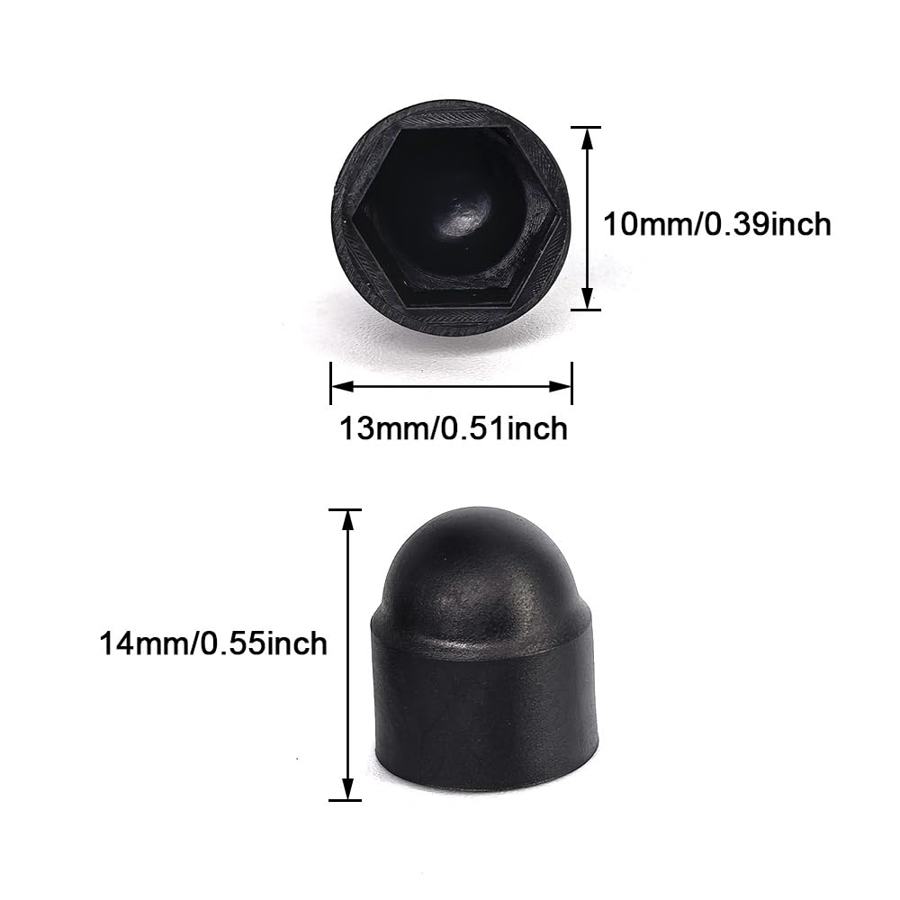 M6×10mm Hex Head Bolt Nut Protective Caps Hexagonal Screw Dome Protective Cap Covers Waterproof Decorative Cover 30 Pack (30, Black, M6*10mm)